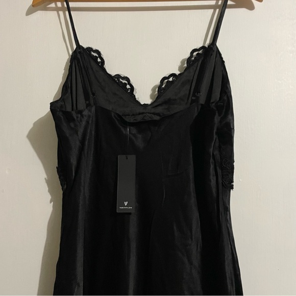 NWT Lulus Classy Beauty Black Satin Lace Mermaid Maxi Dress - Picture 8 of 11